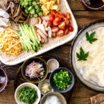 A table setting for cold somen noodles.