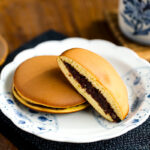 A round plate containing Dorayaki (Japanese Red Bean Pancake).