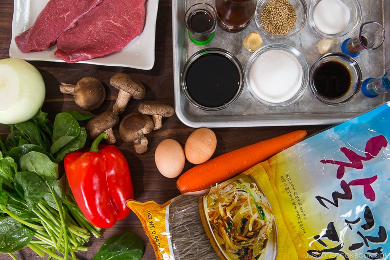 Japchae ingredients