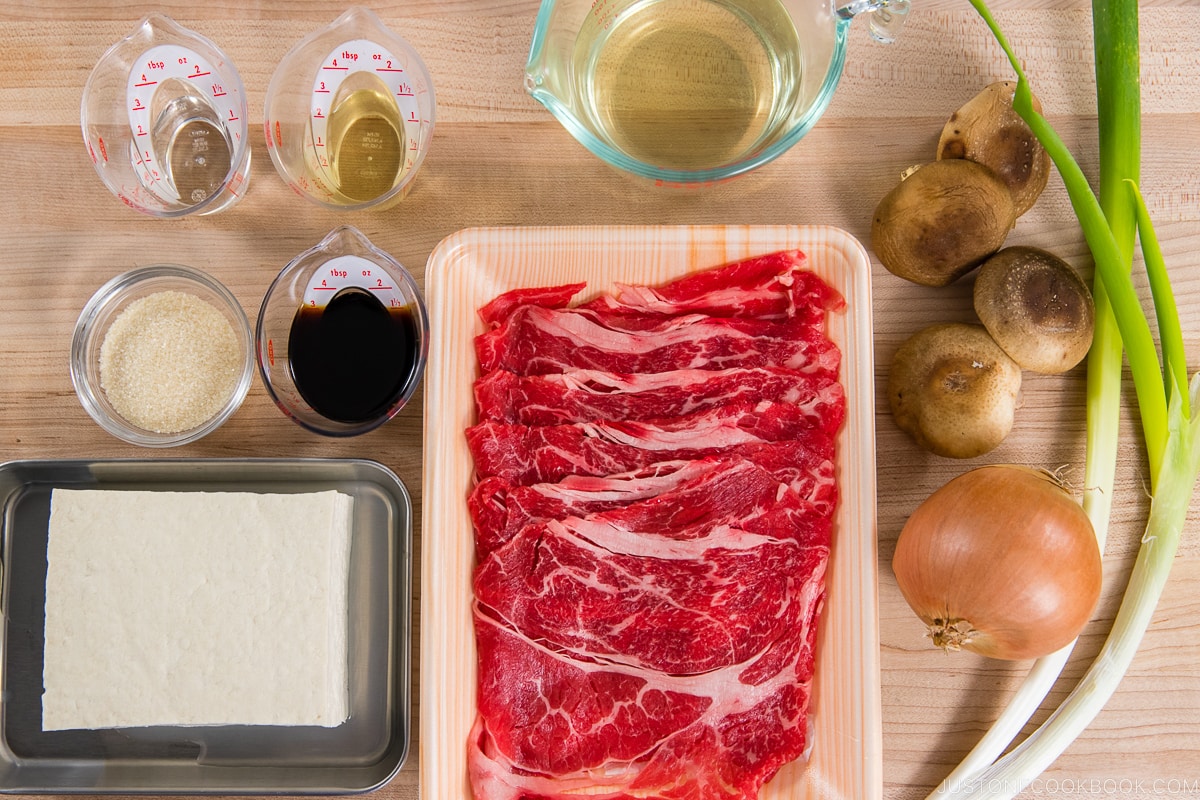 Simmered Beef and Tofu Ingredients