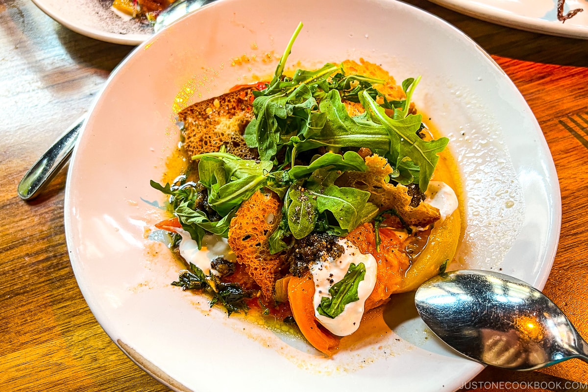 Tomato Salad on a white plate