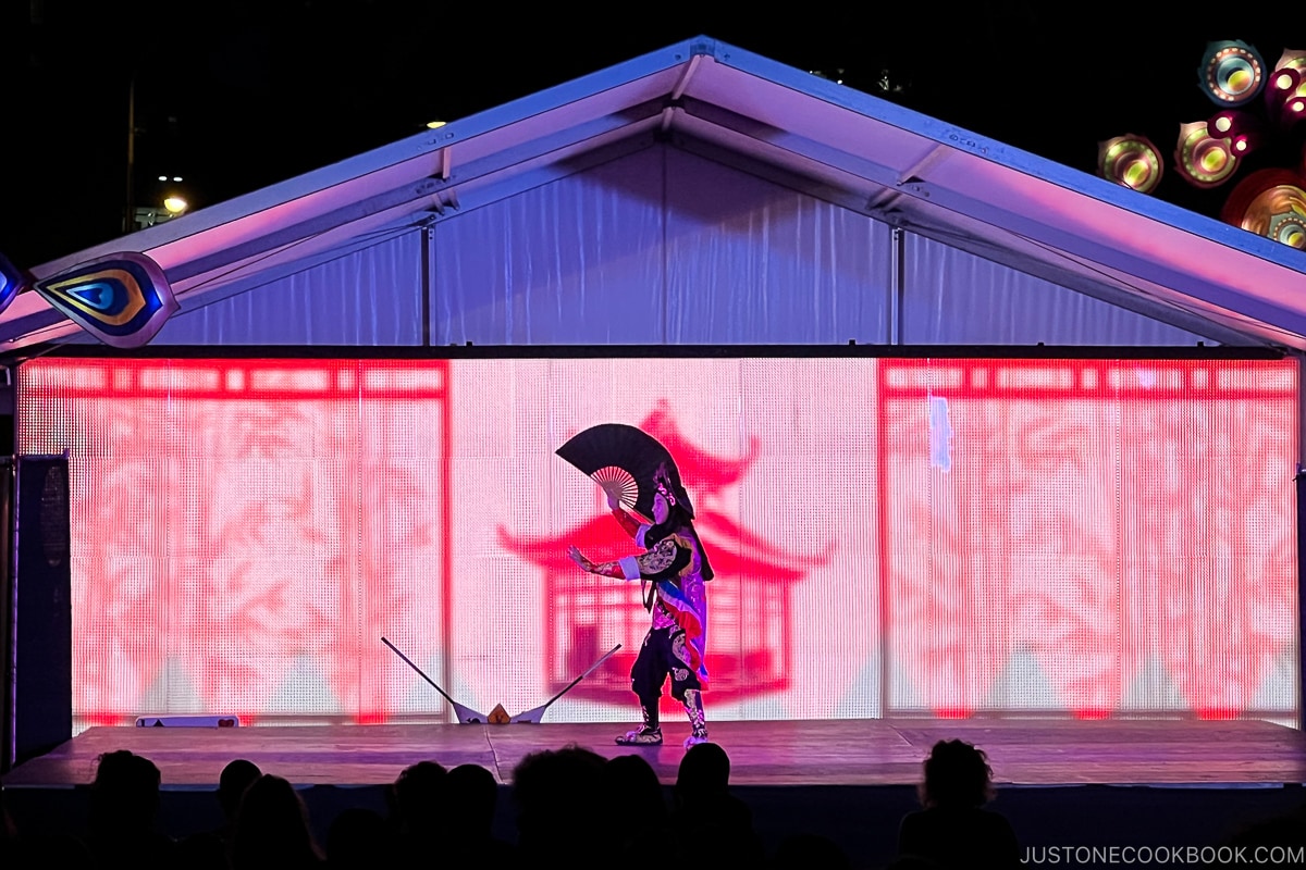 a man on stage performing