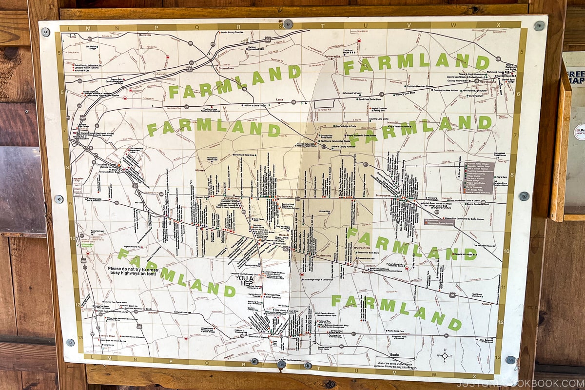 farmland map around Lancaster Amish country