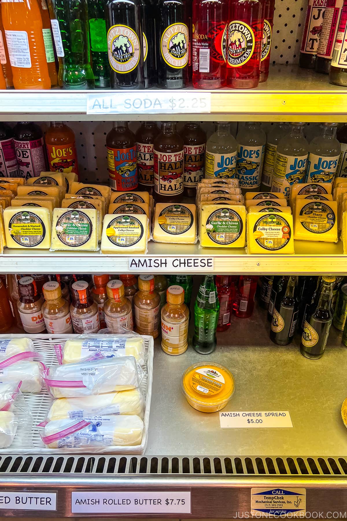 Amish cheese in a shelf