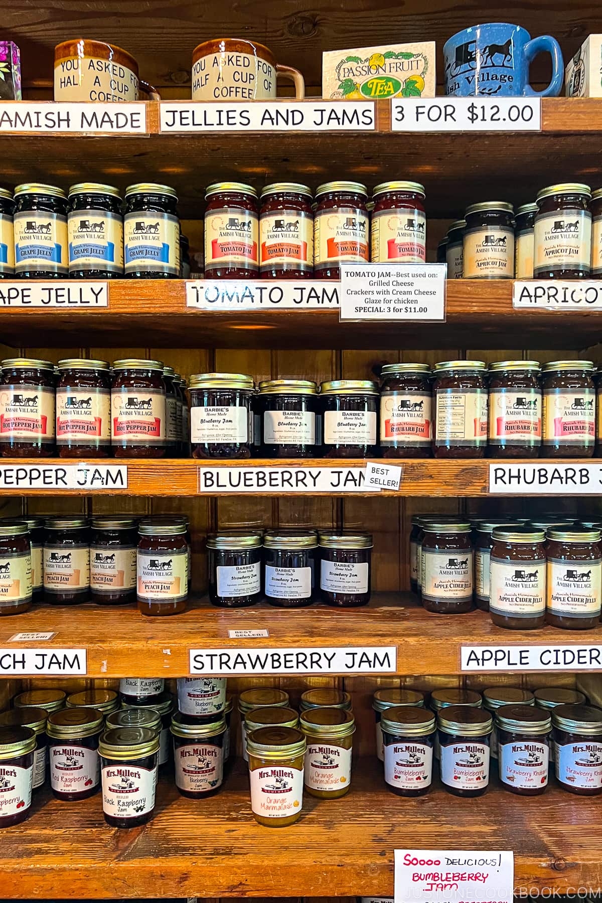 Amish jam on shelves
