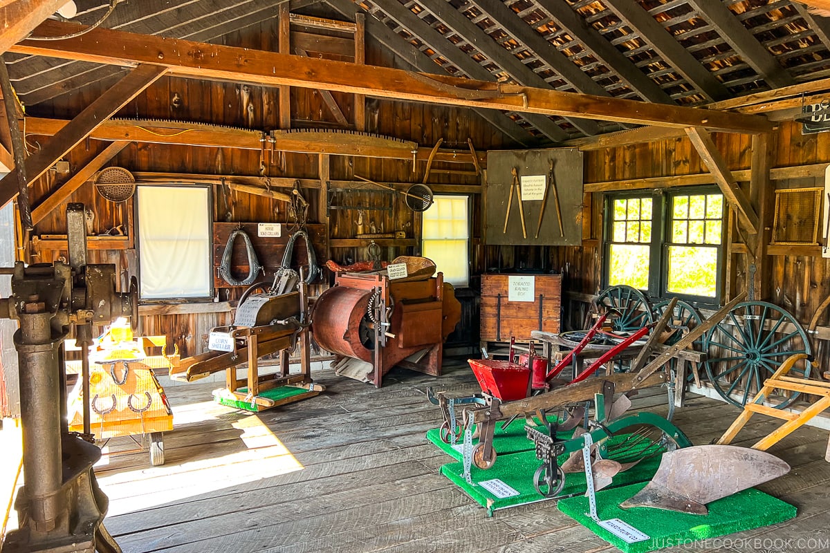 a blacksmith workshop inside a barn
