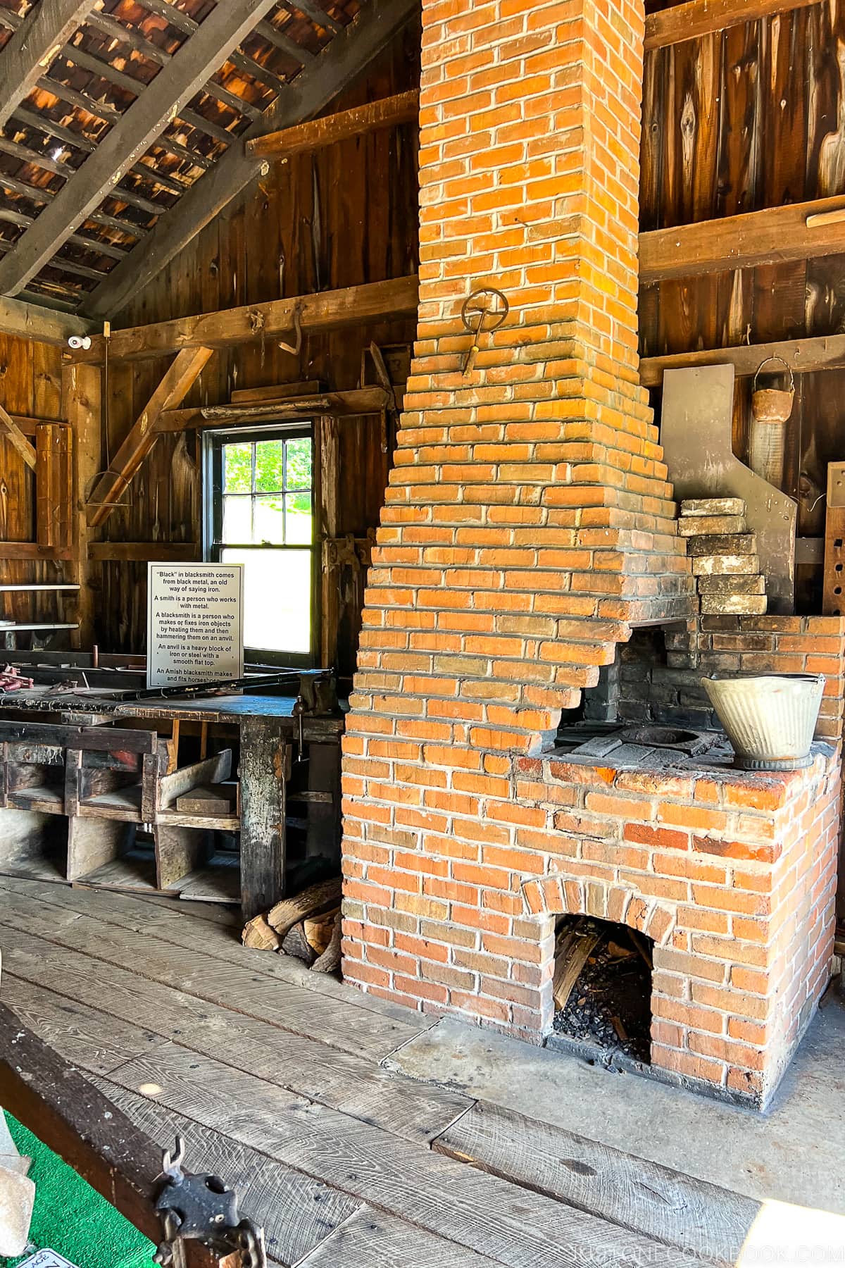 a chimney inside a barn