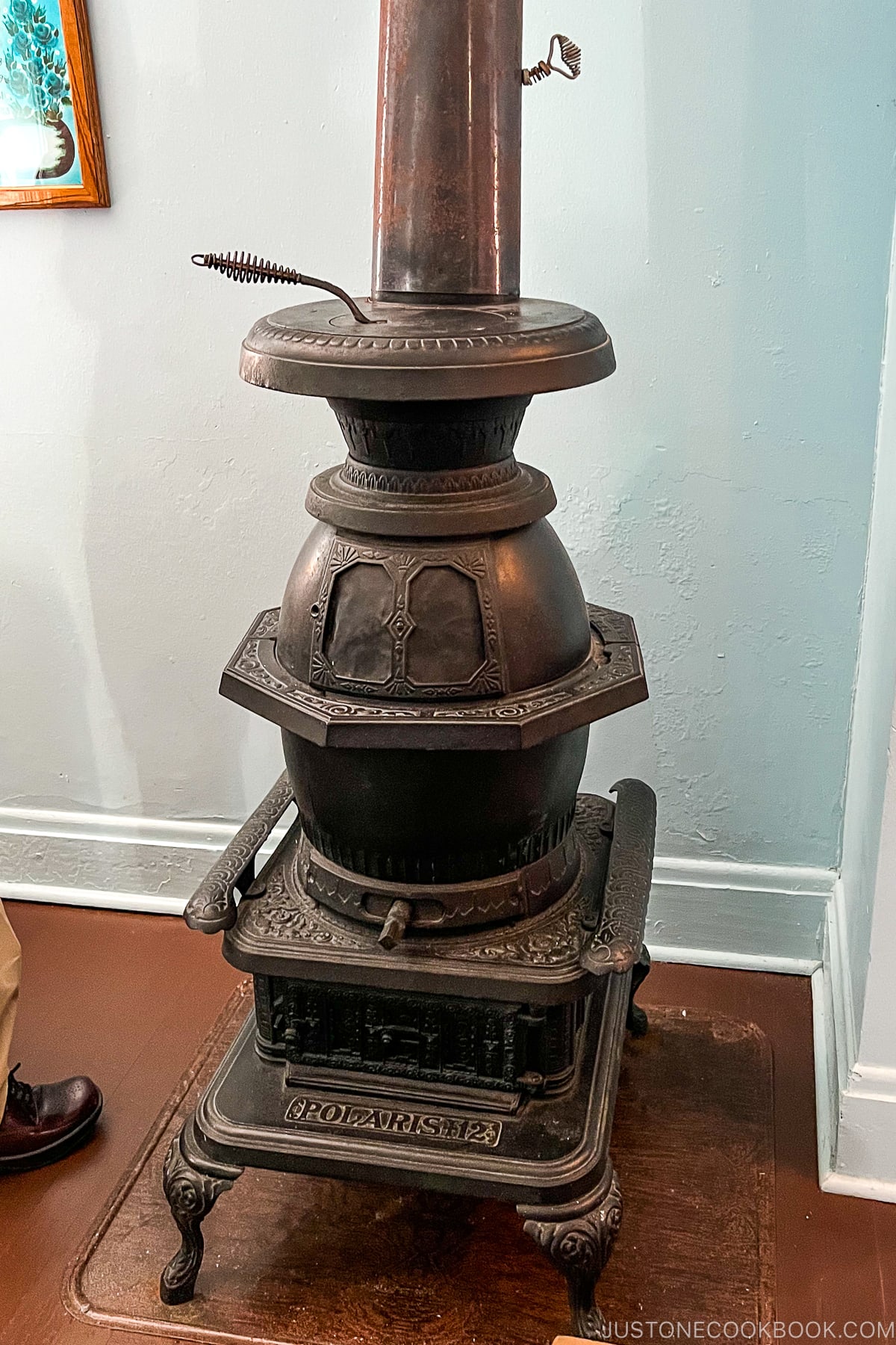 a metal wood stove