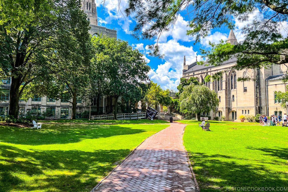 garden next to Boston University Marsh Chapel