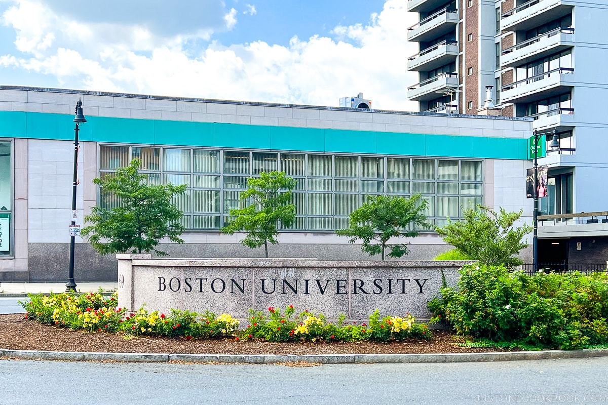Boston University carved on a stone wall