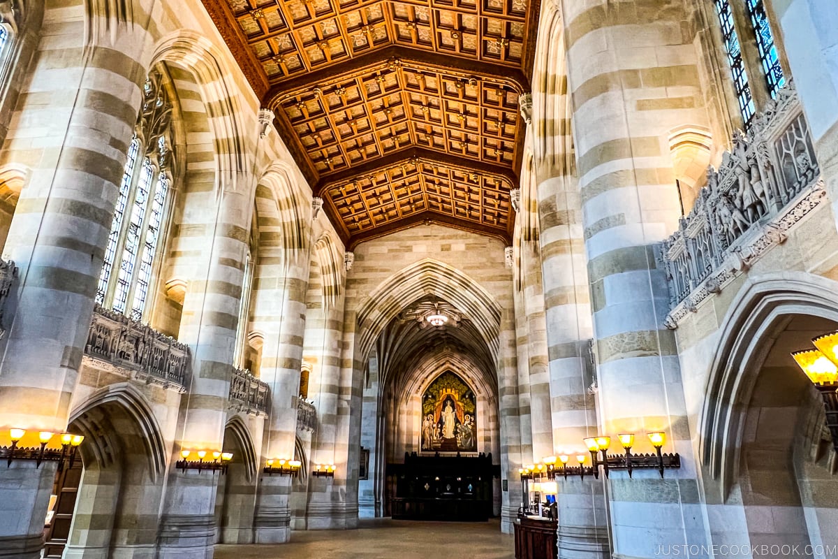 inside Bass Library at Yale University