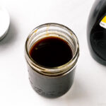 A mason jar containing homemade yakisoba sauce (copycat version of Otafuku Yakisoba Sauce).