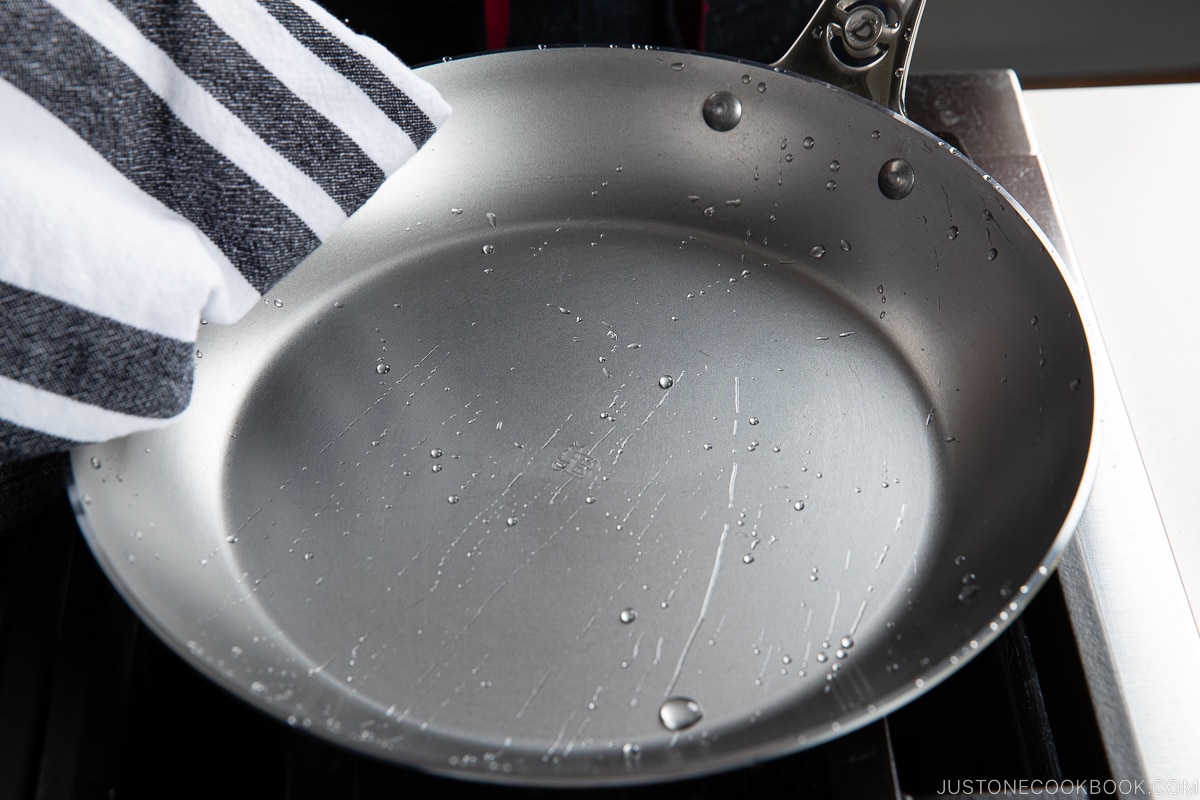 dry fry pan with towel