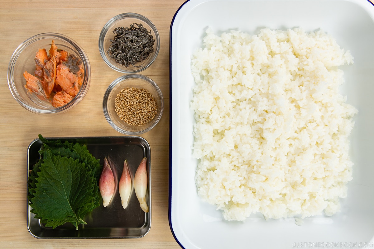Salmon and Shio Kombu Onigiri Ingredients