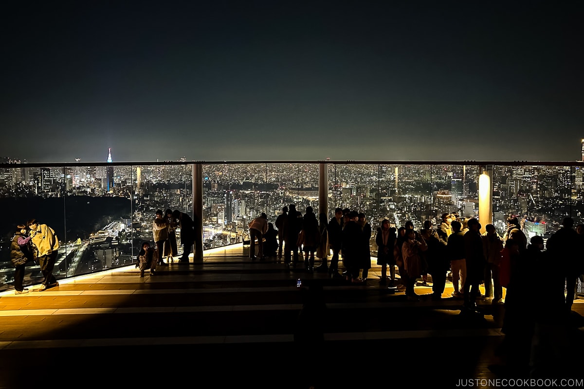 visitors lined up to take photos at Shibuya Sky