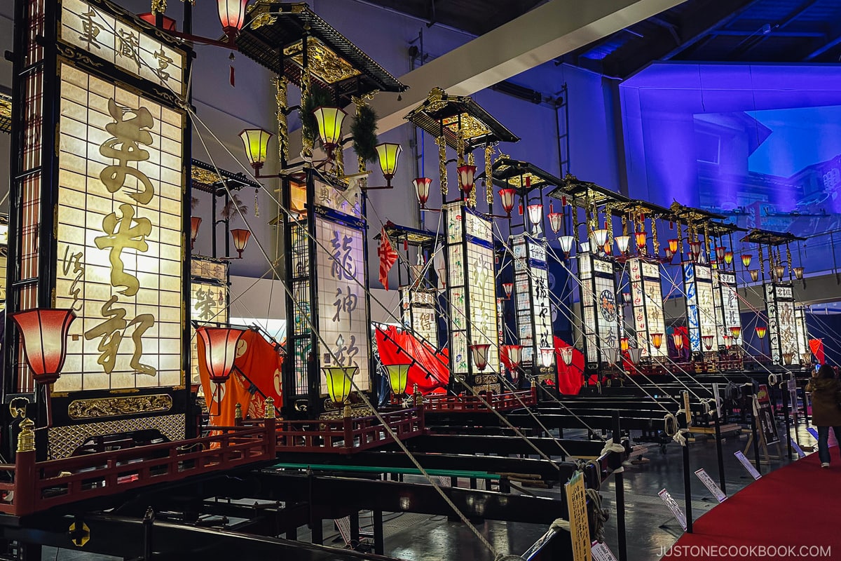 Wajima Kiriko lanterns on display