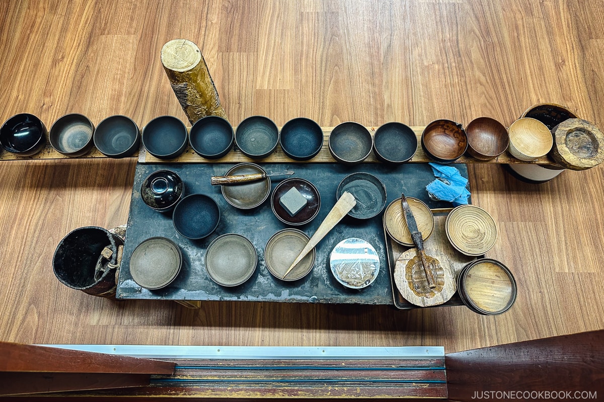 progression of Lacquer bowl from wood block to a finished bowl