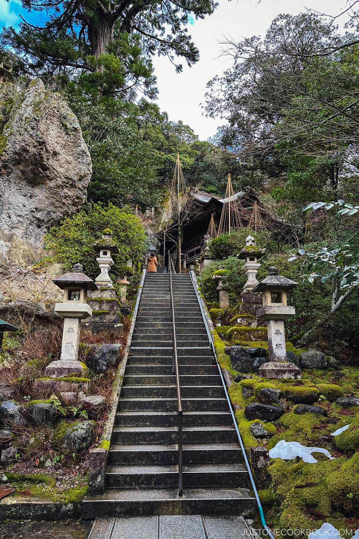 stairs leading up to a shrine