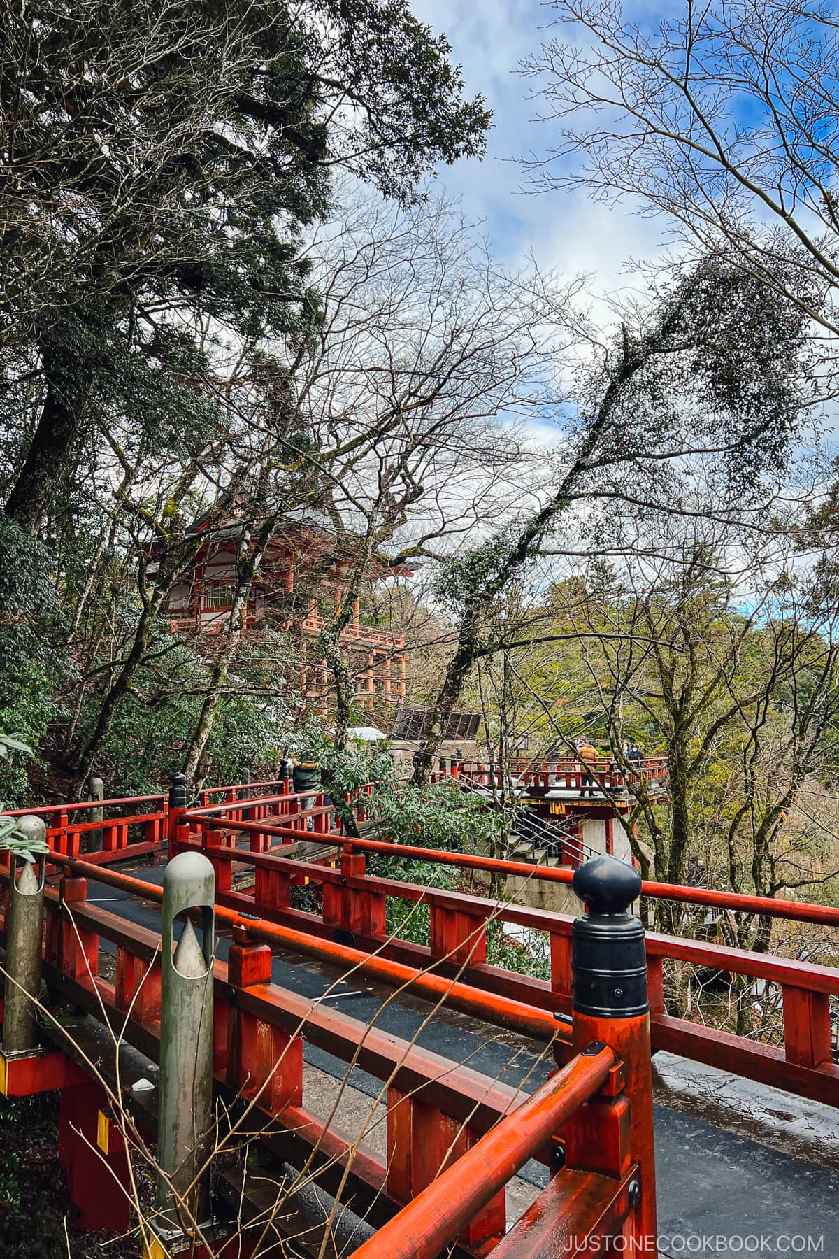 red pedestrian bridge