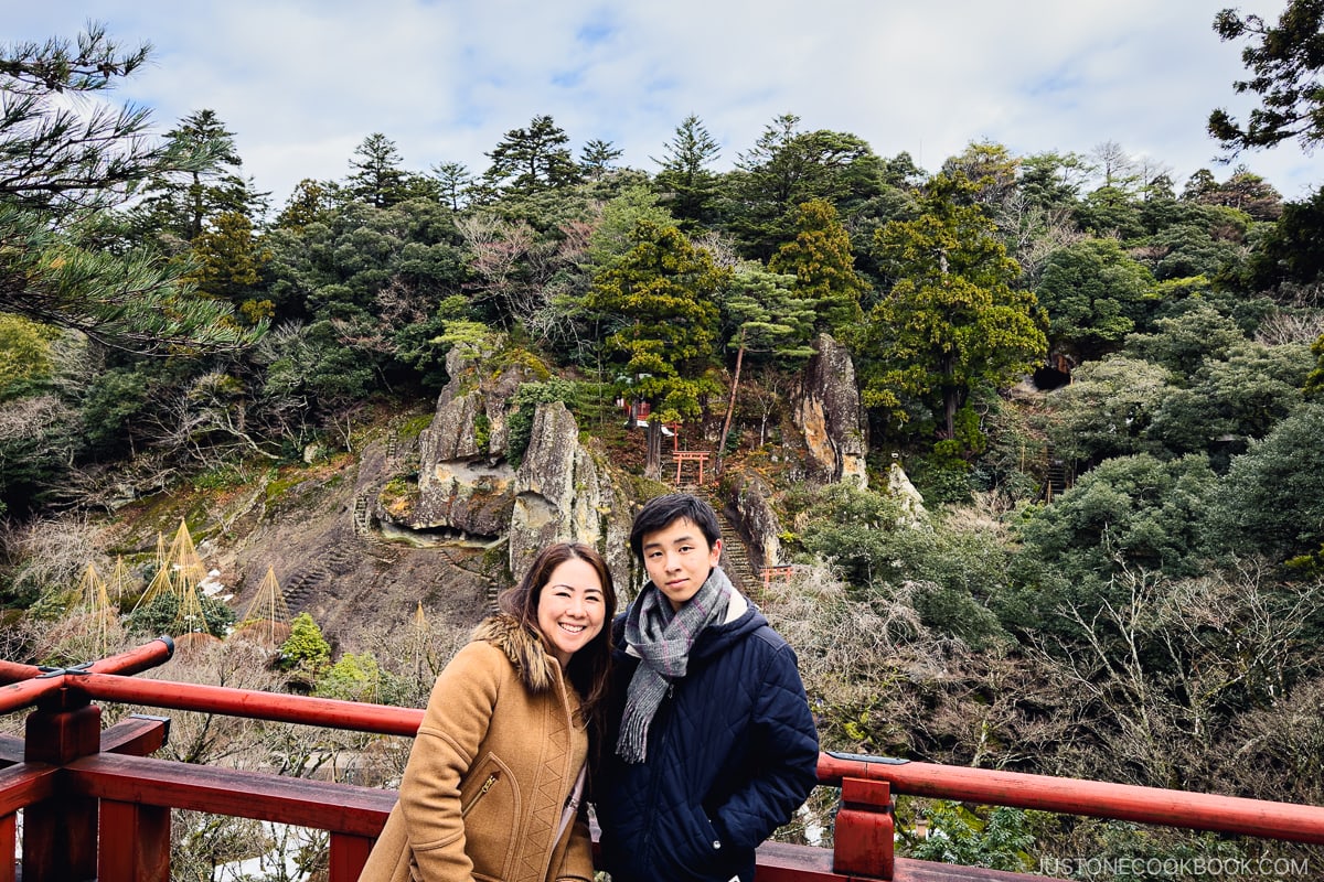 a boy and a women at Natadera Temple