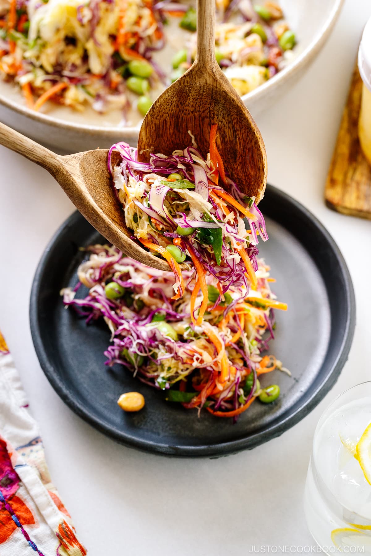 Serving Asian Salad served on a plate.