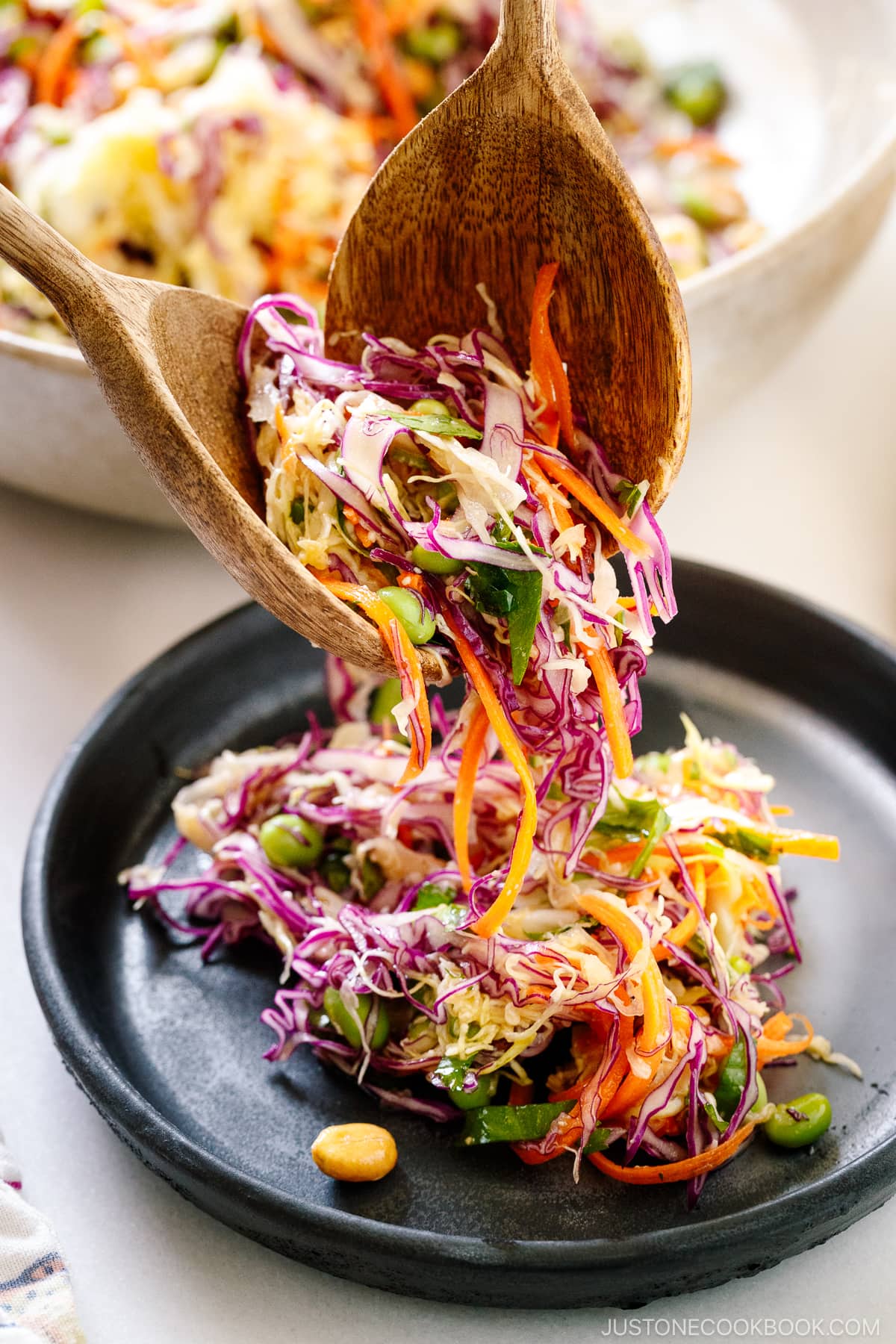 Serving Asian Salad served on a plate.