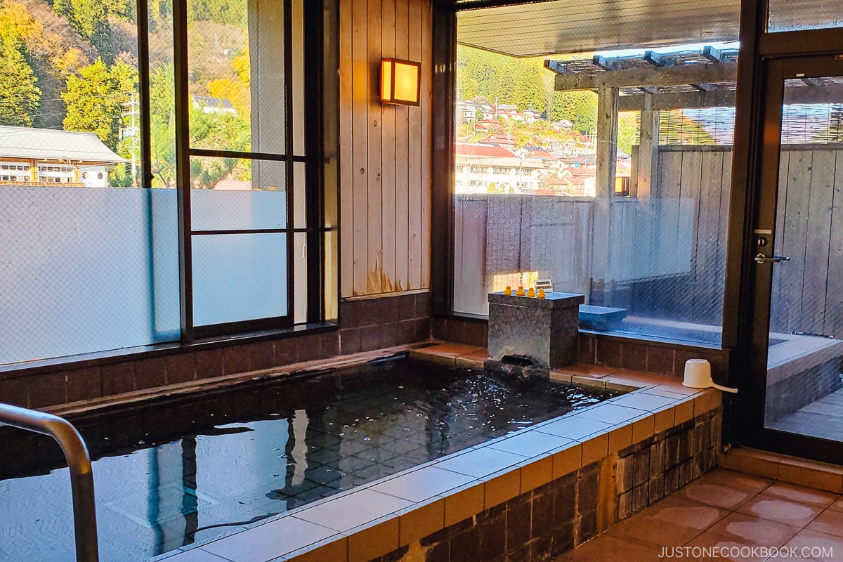 a hot spring soaking tub