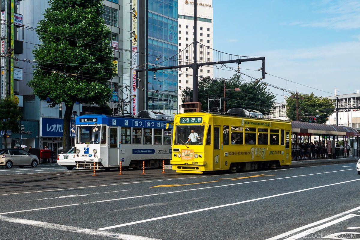 streetcars on Okayama street