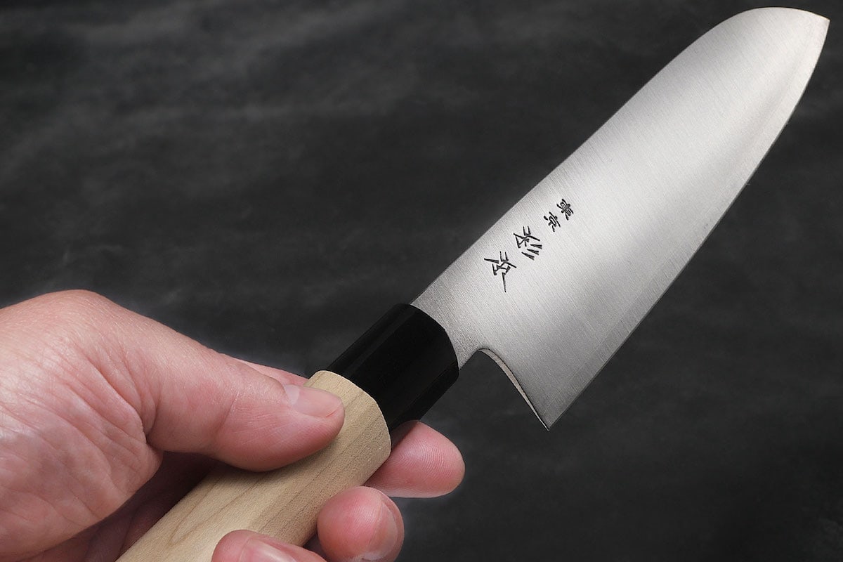 a person holding Japanese gyuto knife