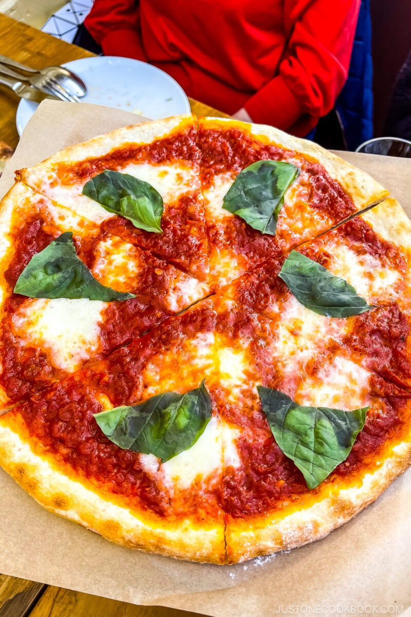 margherita pizza on a plate