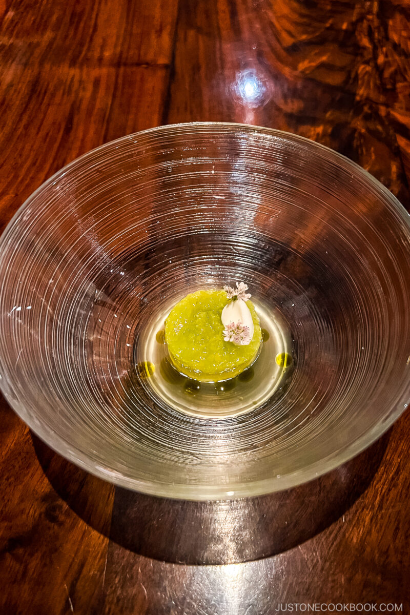 food inside a clear glass bowl