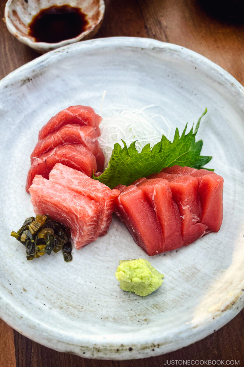 tuna sashimi on a plate