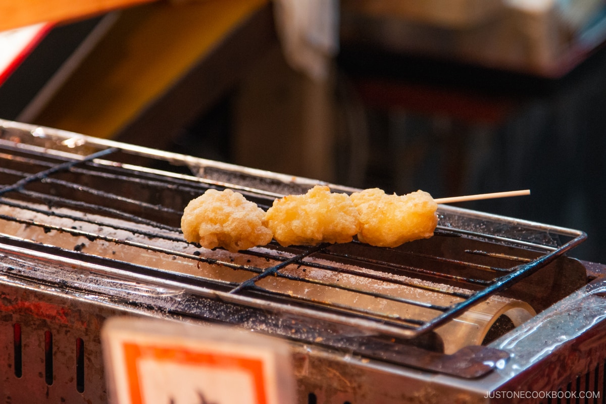 hamo skewer on a grill