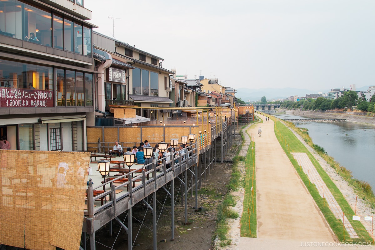 Kamo River in Kyoto with outside terrace dining