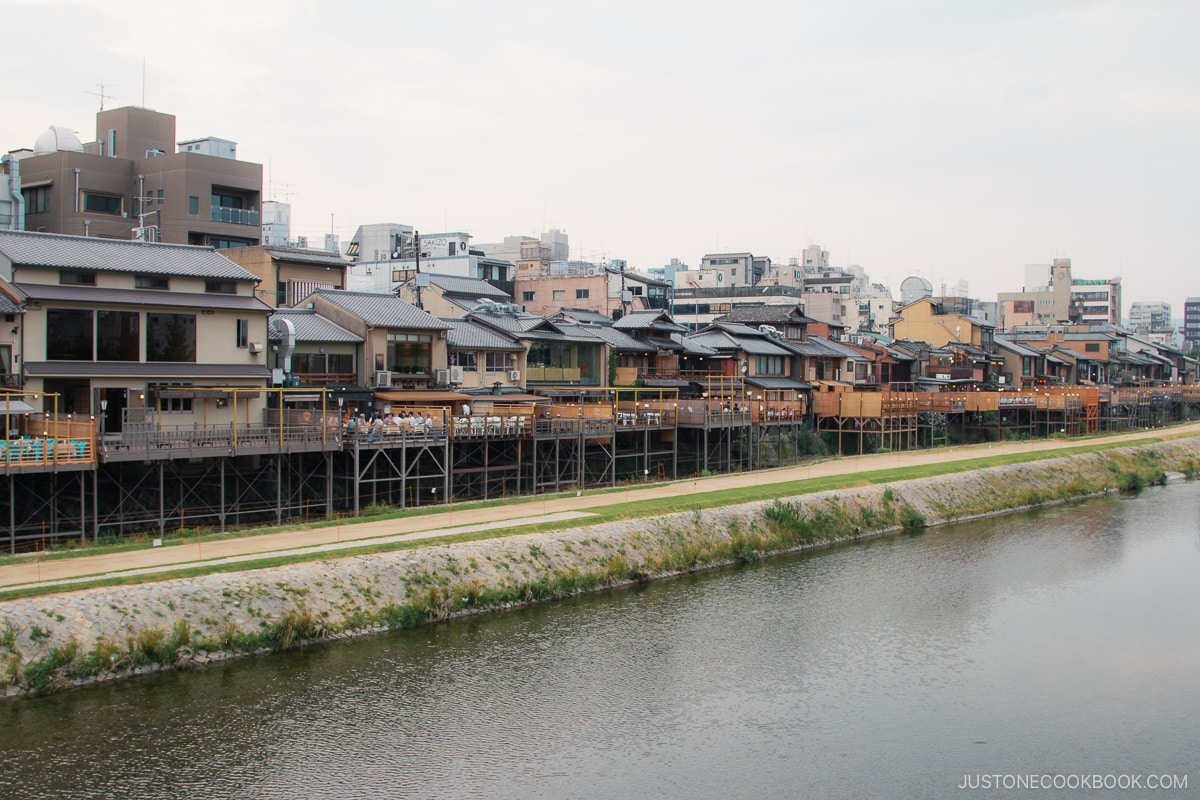 Kamo River in Kyoto with outside terrace dining