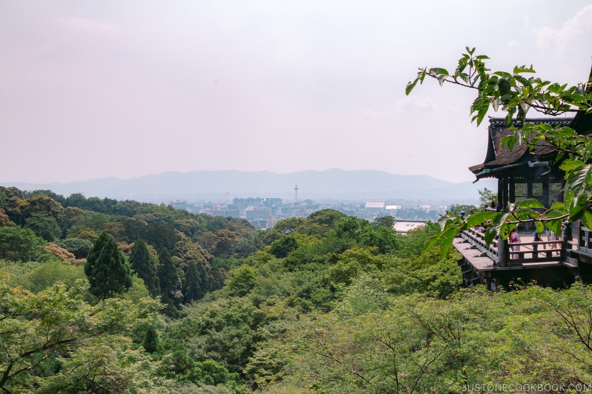 Kiyomizu-Dera view from upper terrace overlooking Kyoto City