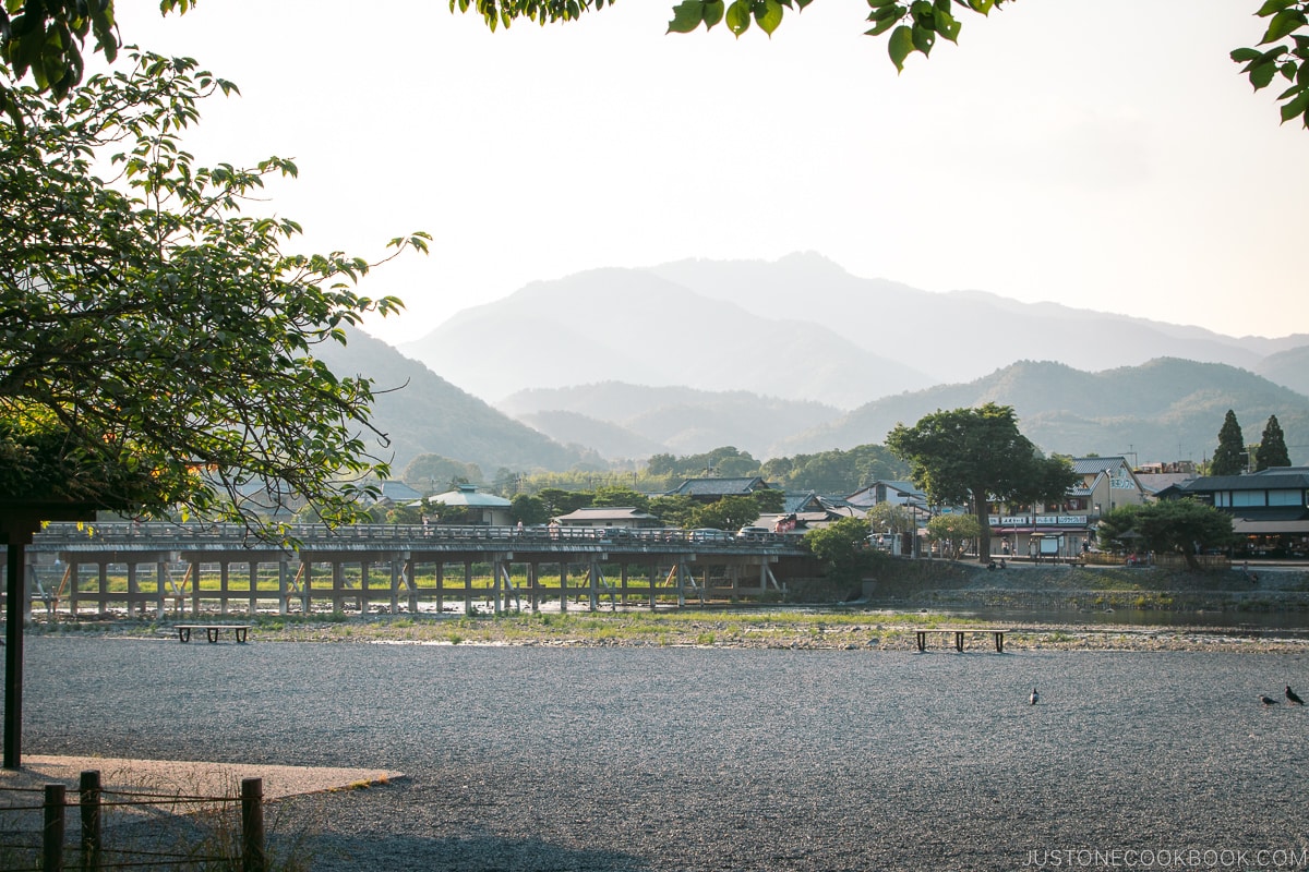 Scenery of Togetsukyo Bridge walking to Arashiyama Bamboo Forest