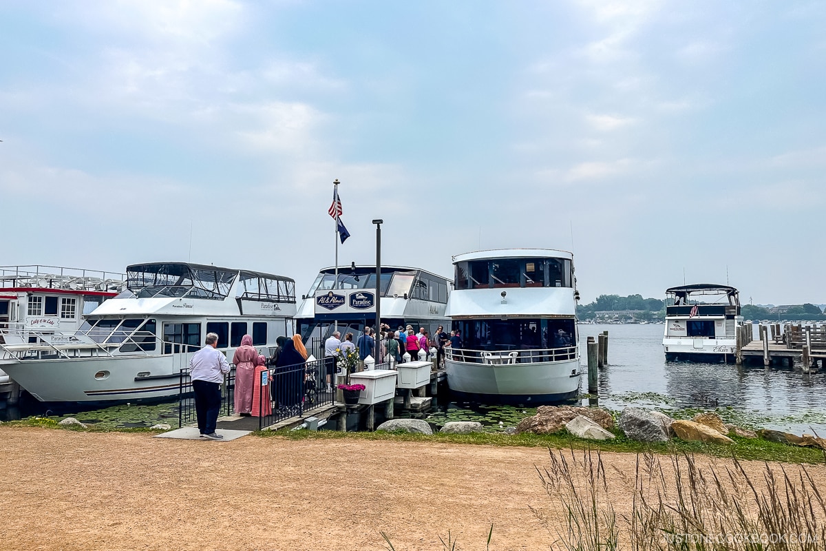 people boarding boat tour at Port of Excelsior