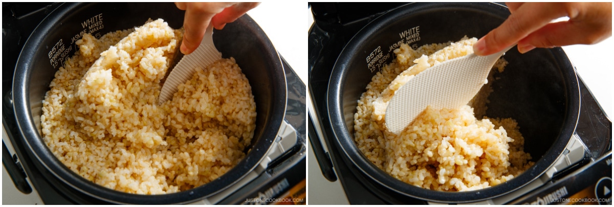 How to Cook Short-Grain Brown Rice in a Rice Cooker 玄米 • Just