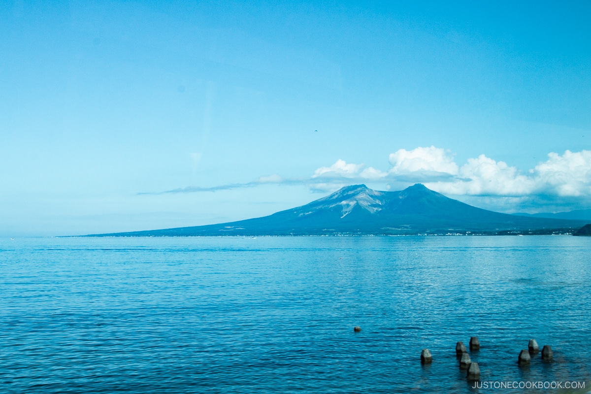 Komagatake Volcano view when driving to Hakodate