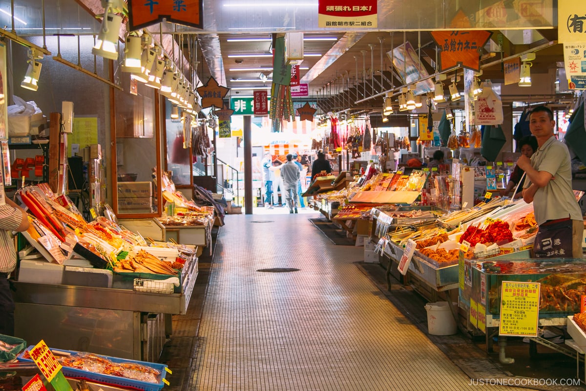 Hakodate morning market stalls