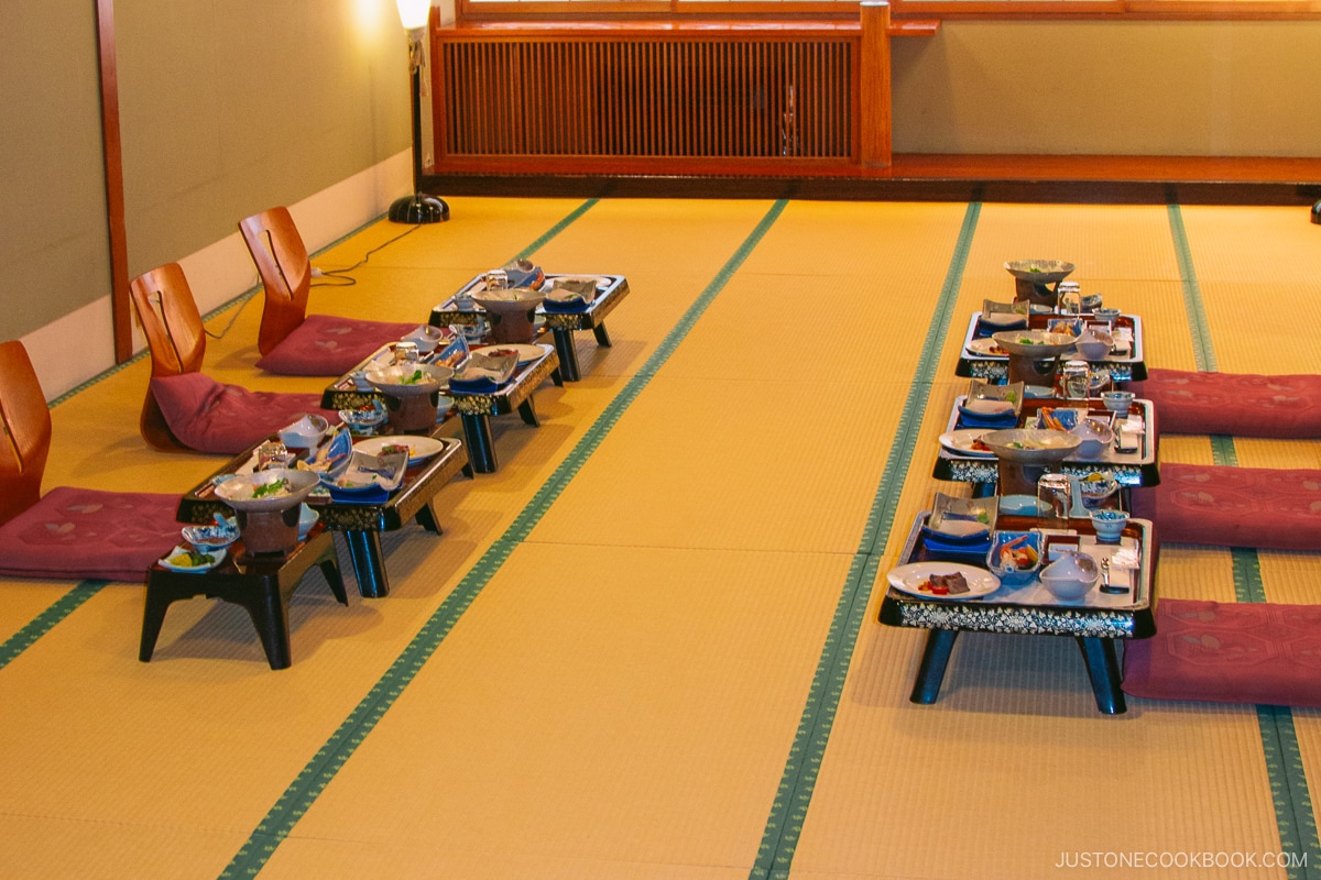 Traditional Japanese hotel dining room in Hakodate