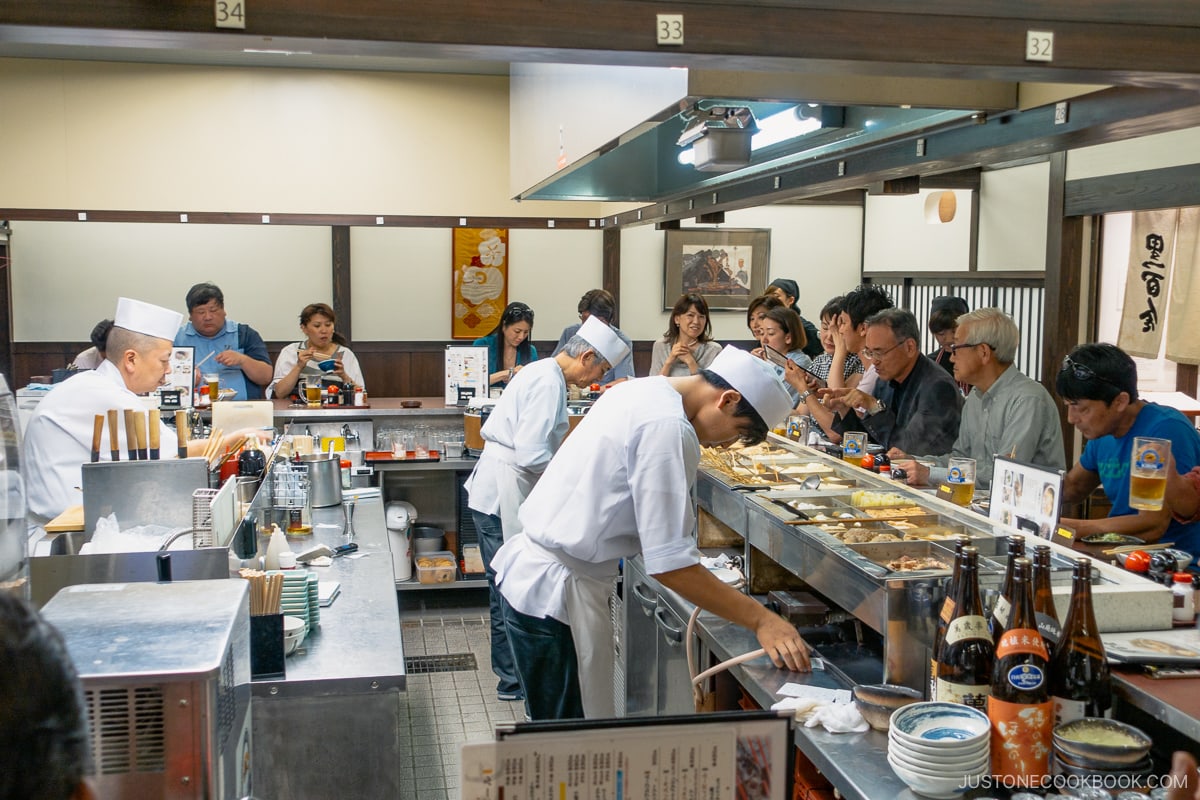 Kuroyuri Oden restaurant kitchen and counter seats