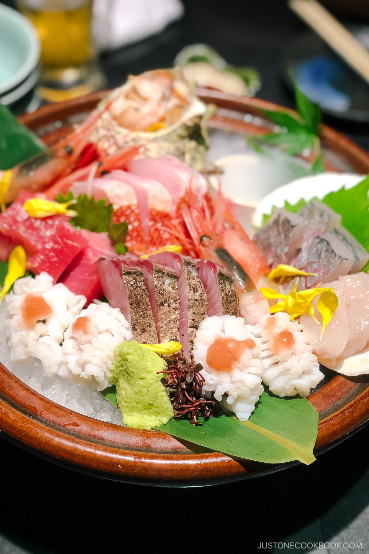 assorted sashimi on ice