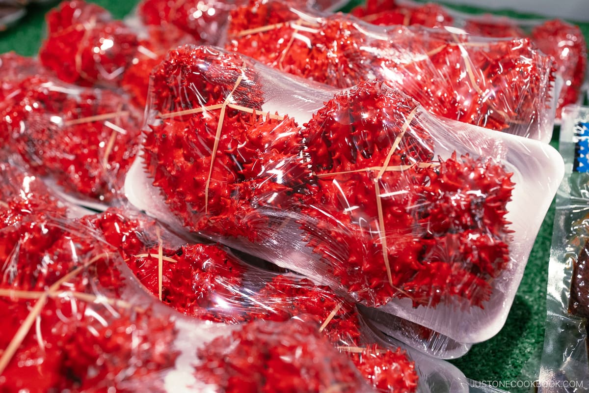 Hanasaki crab packaged at the fish counter