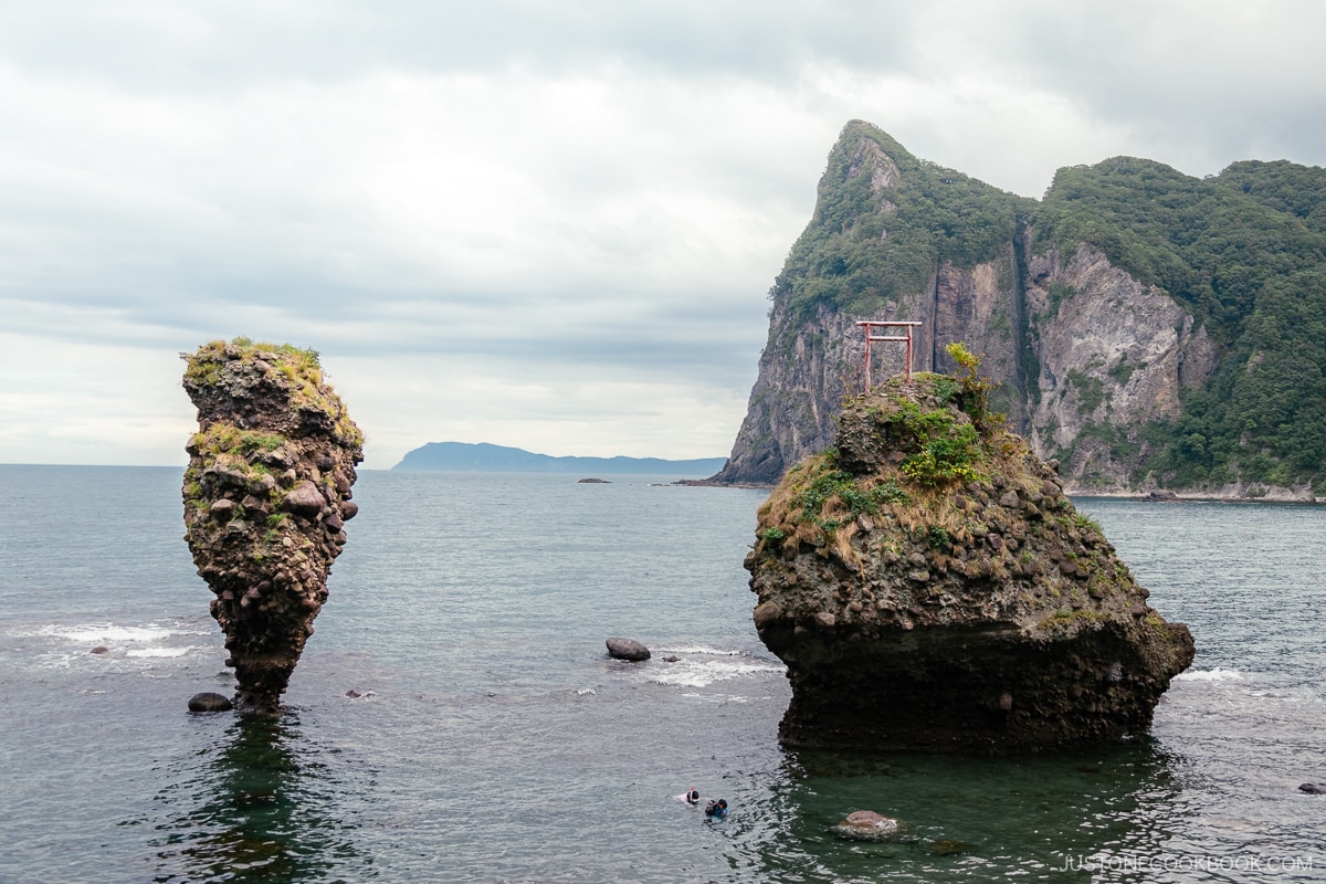 Ebisu and Daikoku Rock in sea