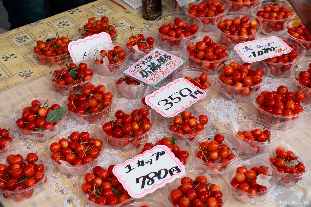 Shop selling locally picked cherries