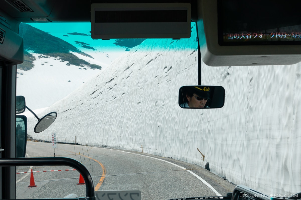 Snow corridor view from the bus