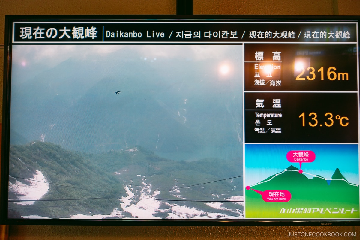Daikanbo terminal showing live video showing temperature and elevation
