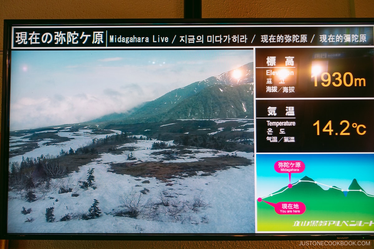 Midagahara live video showing temperature and elevation